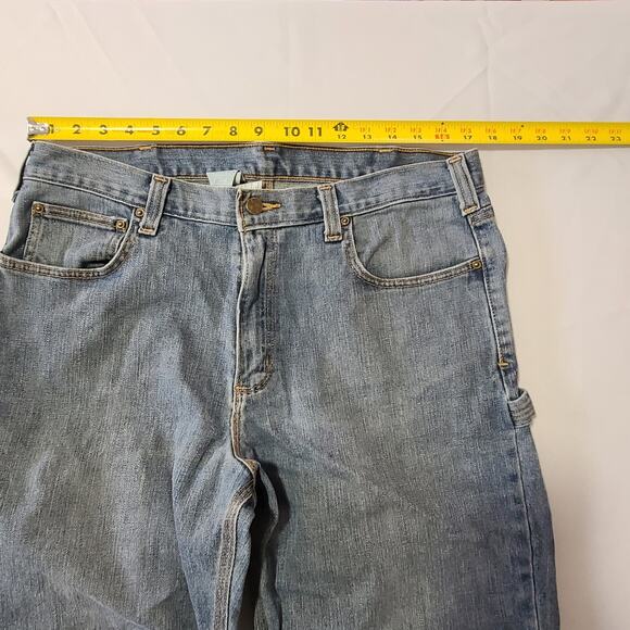 Mens Carhartt Carpenter Jeans With Knee Pad Pockets 36x34 Workwear Rugged - Picture 5 of 14